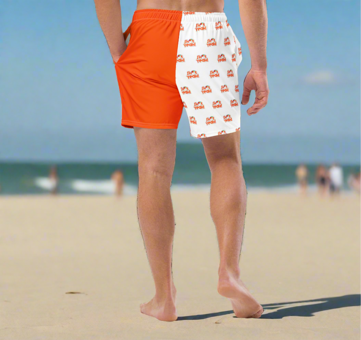 "SHIT YEAH!" Two-Tone Swim Trunks | Orange