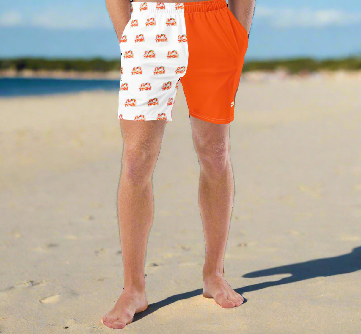 "SHIT YEAH!" Two-Tone Swim Trunks | Orange