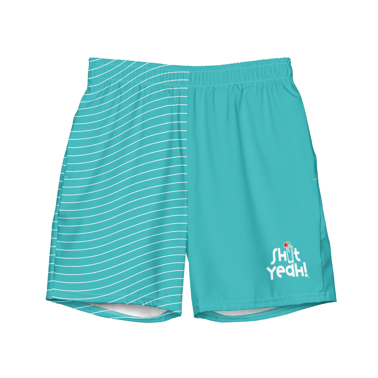 "SHIT YEAH!" Waves Swim Trunks | Teal