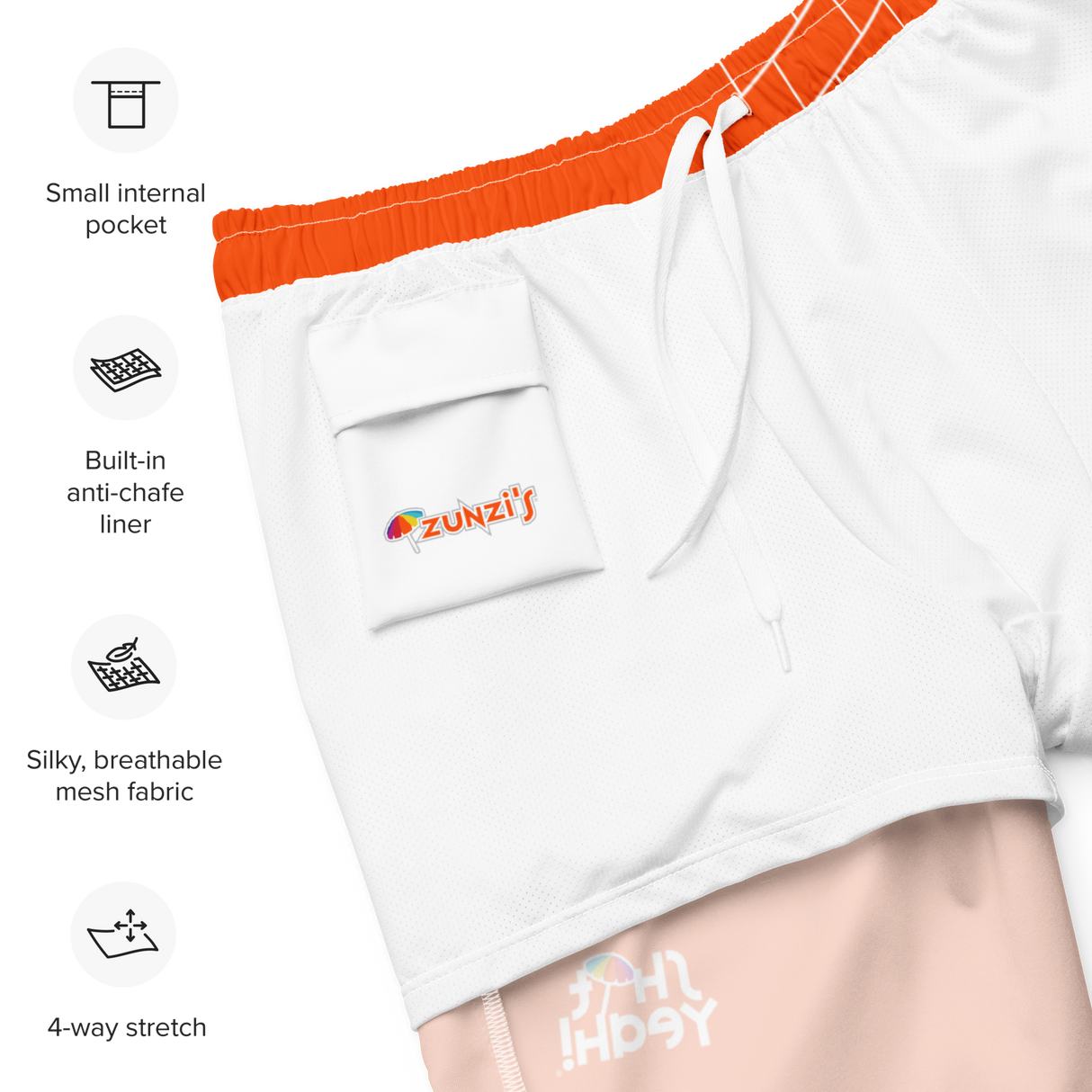 "SHIT YEAH!" Wavy Bricks Swim Trunks | Orange