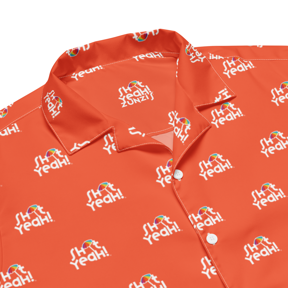 "SHIT YEAH!" Short Sleeve Button Up | Orange