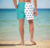 "SHIT YEAH!" Two-Tone Swim Trunks | Teal